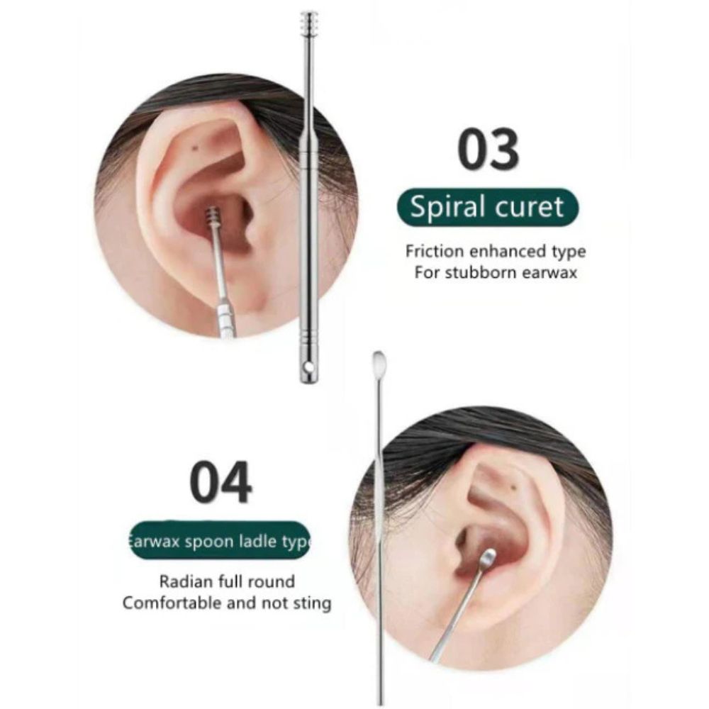 Stainless Steel Ear Wax Removal Kit (6 Pcs)