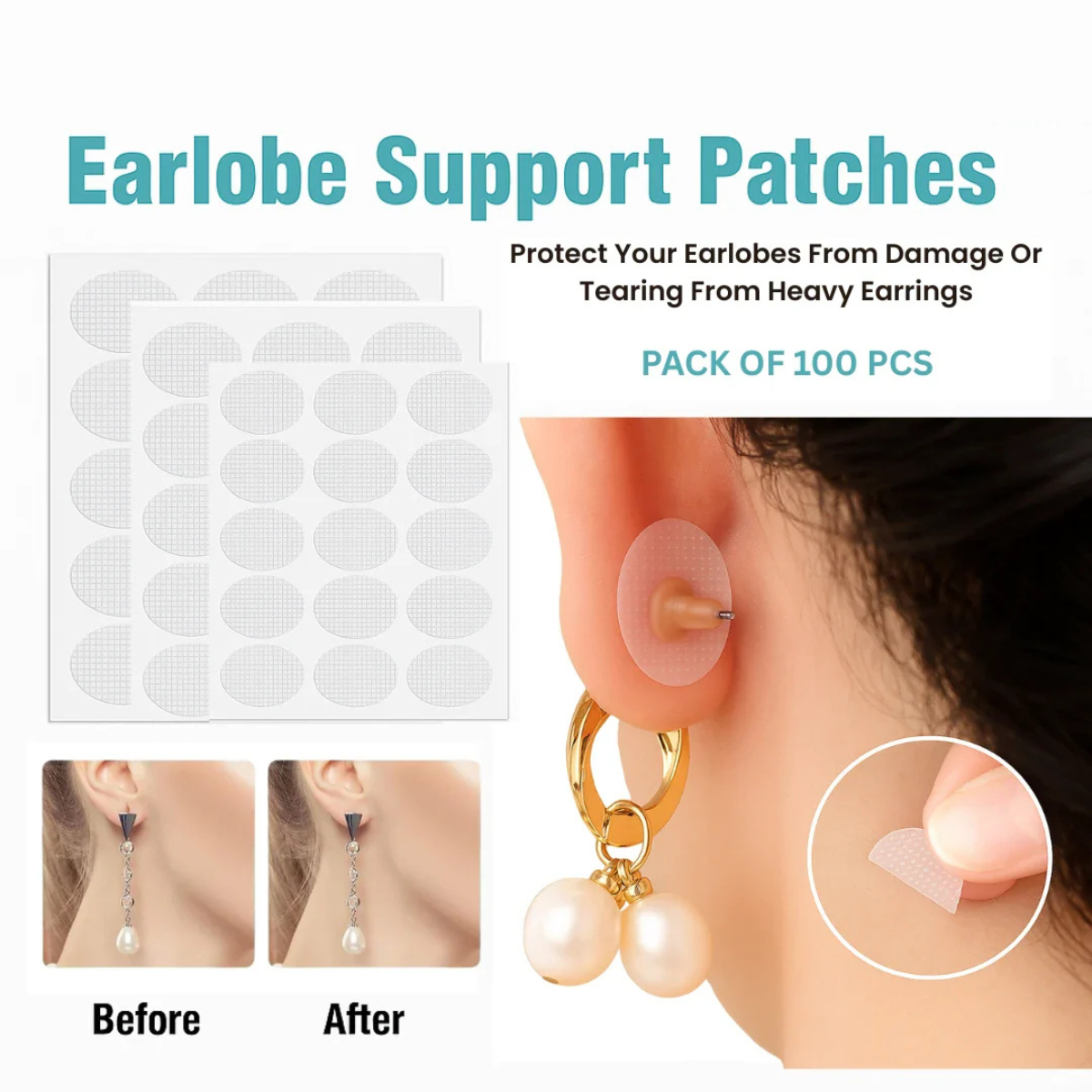 Premium Earlobe Support Patches (100 PCS) + (100 PCS FREE)