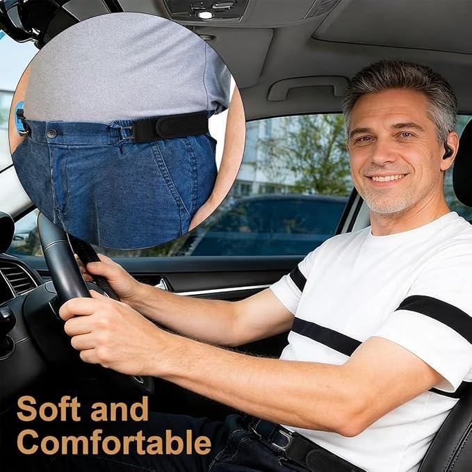 Buckleless Elastic Belt | Invisible No-Buckle Stretch Belt with Metal Hooks for Men &amp; Women (2Pcs)