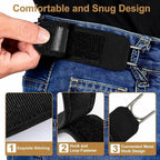 Buckleless Elastic Belt | Invisible No-Buckle Stretch Belt with Metal Hooks for Men &amp; Women (2Pcs)