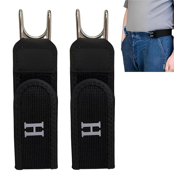 Buckleless Elastic Belt | Invisible No-Buckle Stretch Belt with Metal Hooks for Men &amp; Women (2Pcs)
