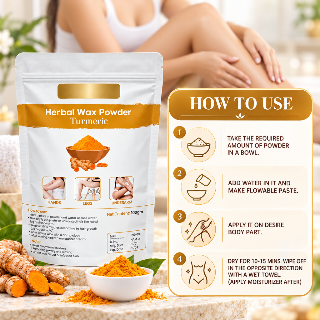 Turmeric Herbal Hair Removal Wax Powder  (Pack of 3)