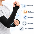 Premium UV Protection Arm Sleeves with Thumb Hole – Black