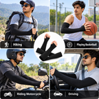 Premium UV Protection Arm Sleeves with Thumb Hole – Black