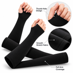 Premium UV Protection Arm Sleeves with Thumb Hole – Black