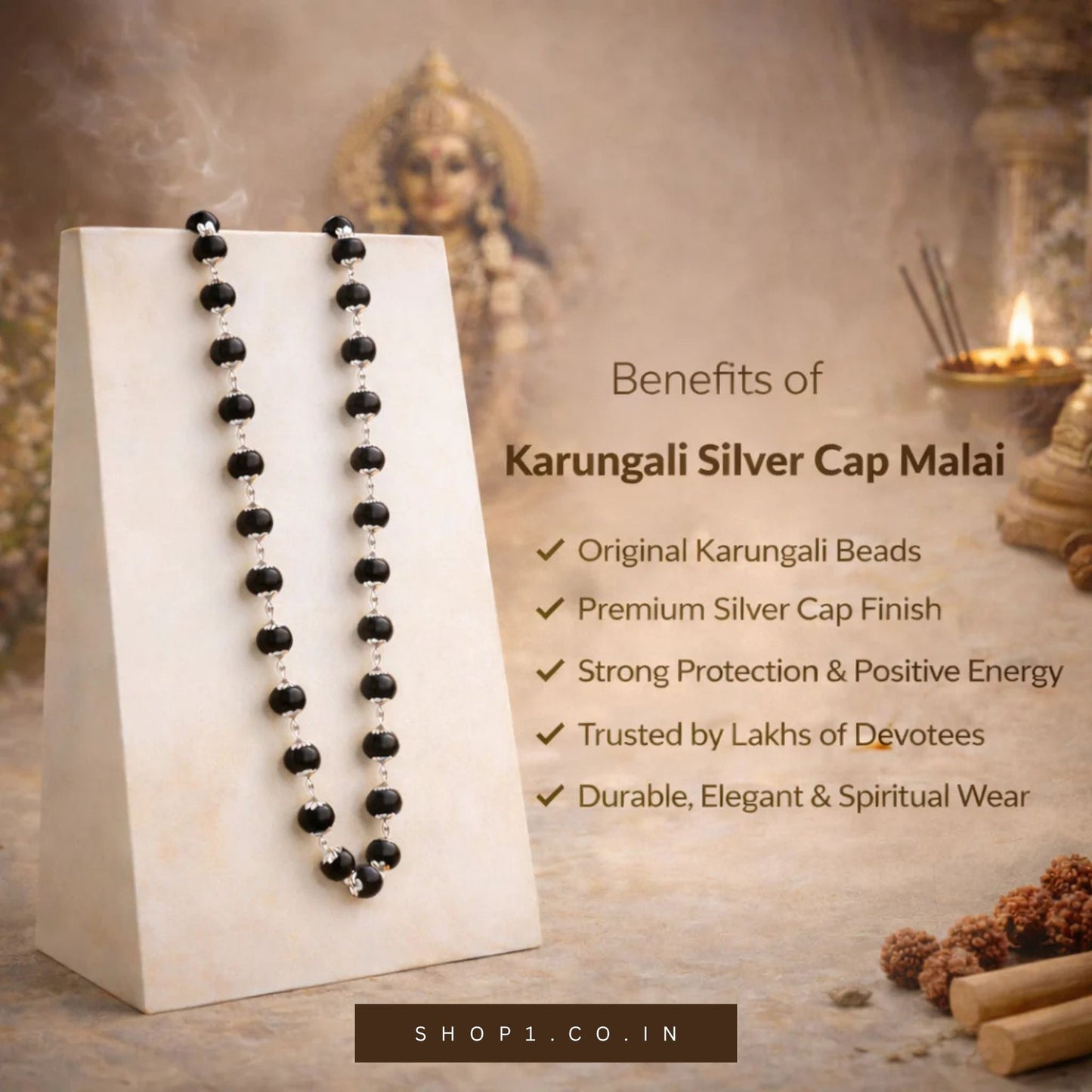 Karungali Silver Cap Malai